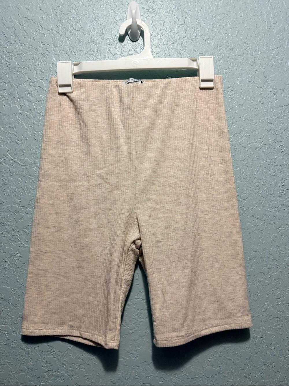 Fashion Nova Cream Ribbed Bike Shorts